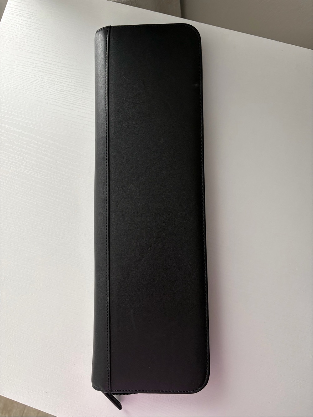 Jos A Bank Black Leather Zippered Necktie Travel Case